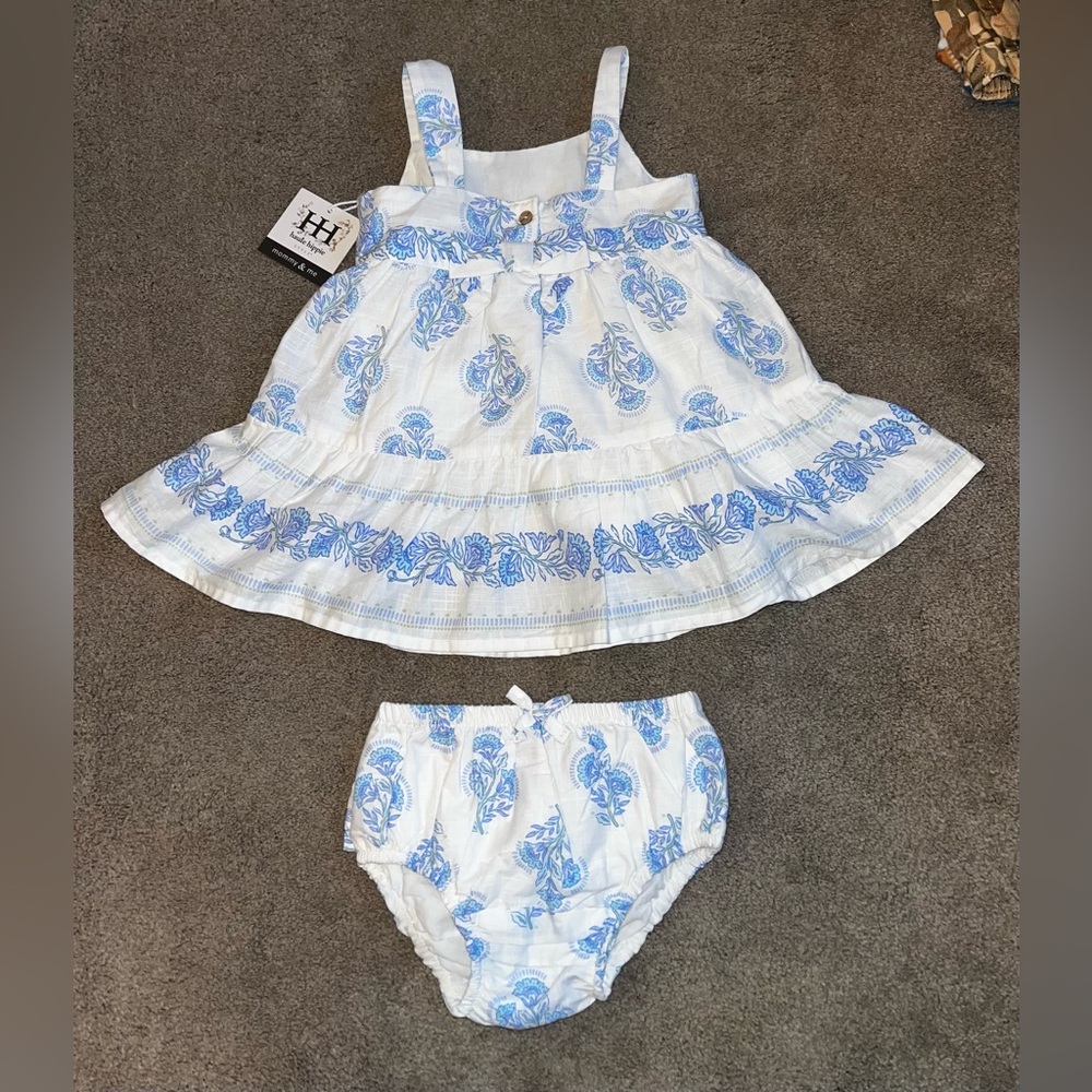 NWT Haute Hippie Infant size 12 months Two-Piece Blue & White Floral Dress